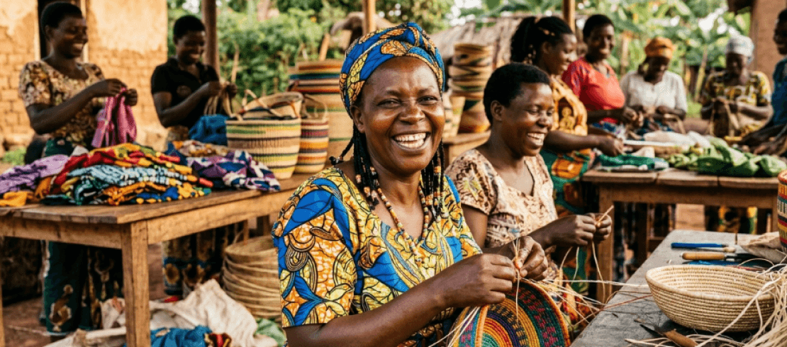 Cooperative member standing with produce